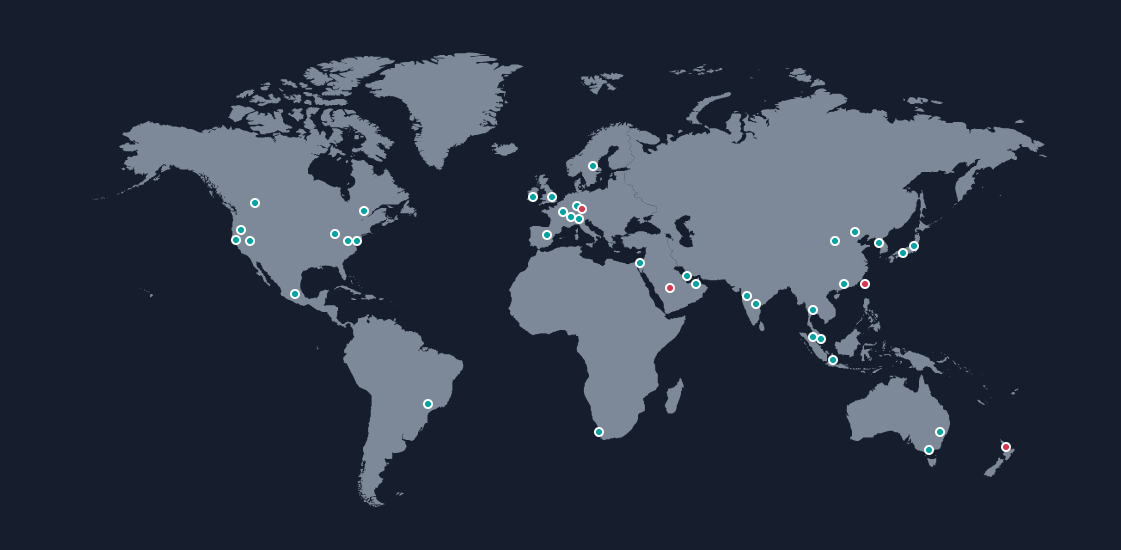 Map of AWS zones